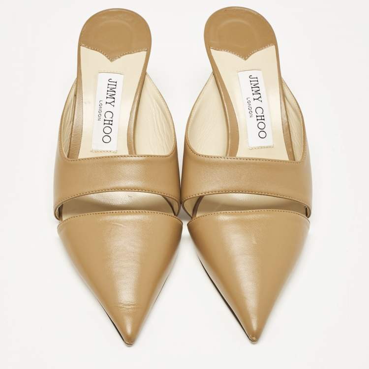 Pre Owned Jimmy Choo Brown Leather Zalea Mules Size 37