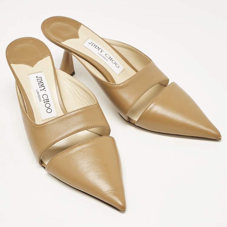 Pre Owned Jimmy Choo Brown Leather Zalea Mules Size 37