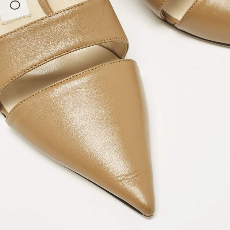 Pre Owned Jimmy Choo Brown Leather Zalea Mules Size 37