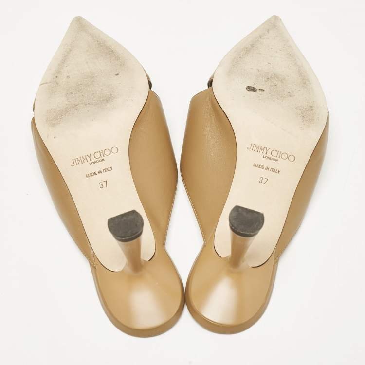 Pre Owned Jimmy Choo Brown Leather Zalea Mules Size 37