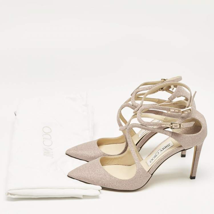 مملوكة مسبقًا Jimmy Choo Beige Glitter Lancer Pumps Size 37.5