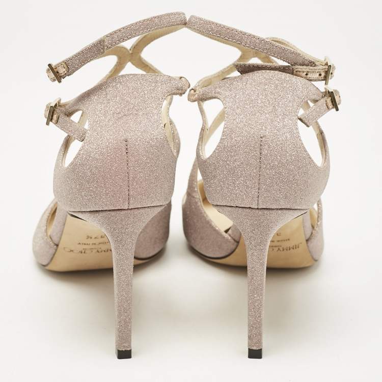 مملوكة مسبقًا Jimmy Choo Beige Glitter Lancer Pumps Size 37.5