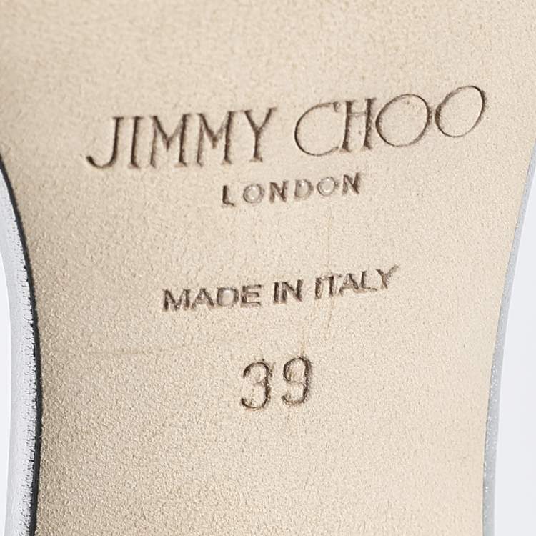 Pre Owned Jimmy Choo Silver Glitter PVC Crystal Embellished Saeda Pumps Size 39