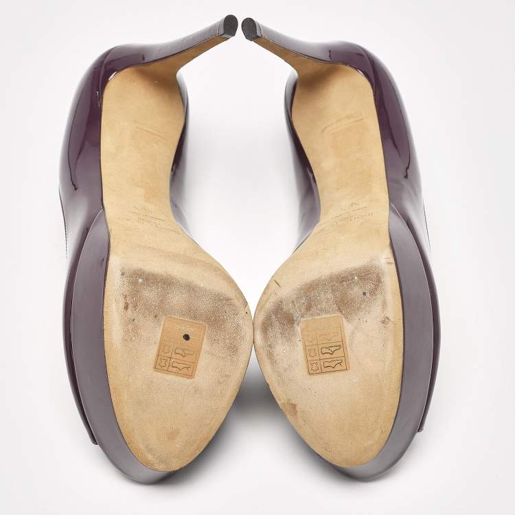 Pre Owned Jimmy Choo Purple Patent Leather Crown Pumps Size 40.5