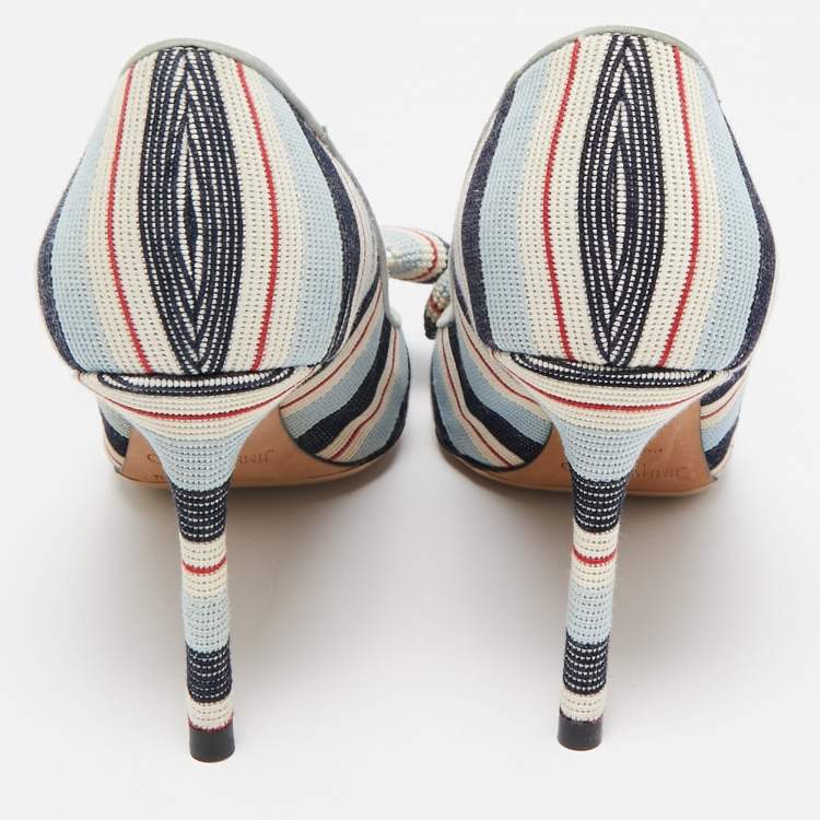 Pre Owned Jimmy Choo Multicolor Canvas Tegan 85 Pumps Size 39