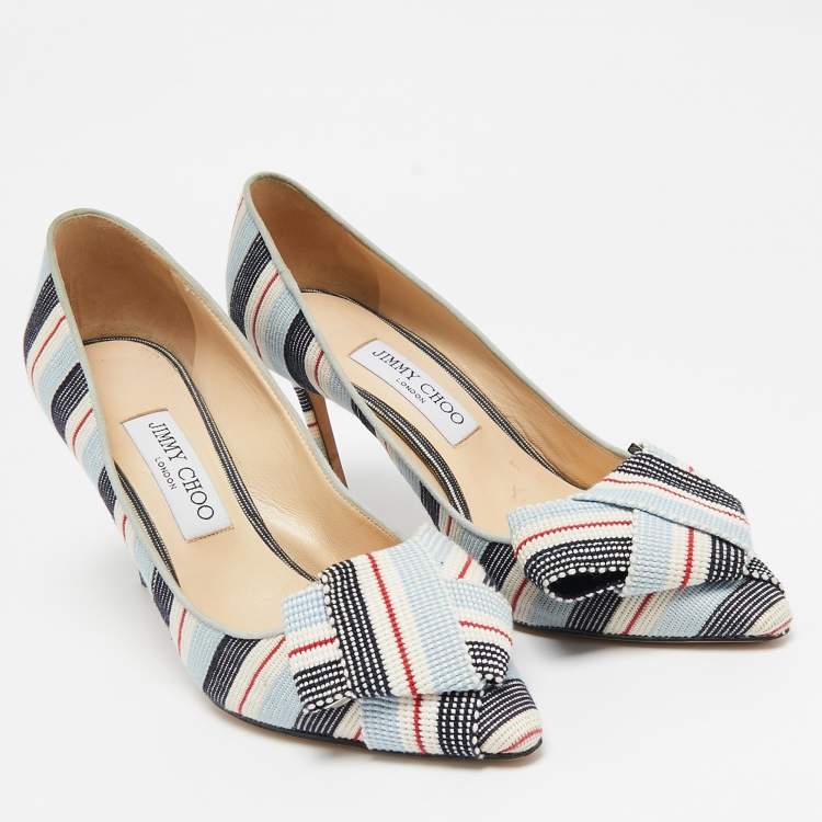 Pre Owned Jimmy Choo Multicolor Canvas Tegan 85 Pumps Size 39