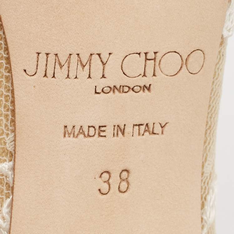 Pre Owned Jimmy Choo Ivory Floral Lace Romy Pumps Size 38