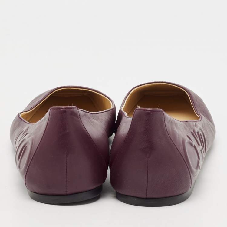 Pre Owned Jimmy Choo Burgundy Leather Ballet Flats Size 40