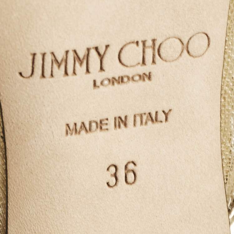 Pre Owned Jimmy Choo Gold Mesh Crystal Embellished Rav Mules Size 36