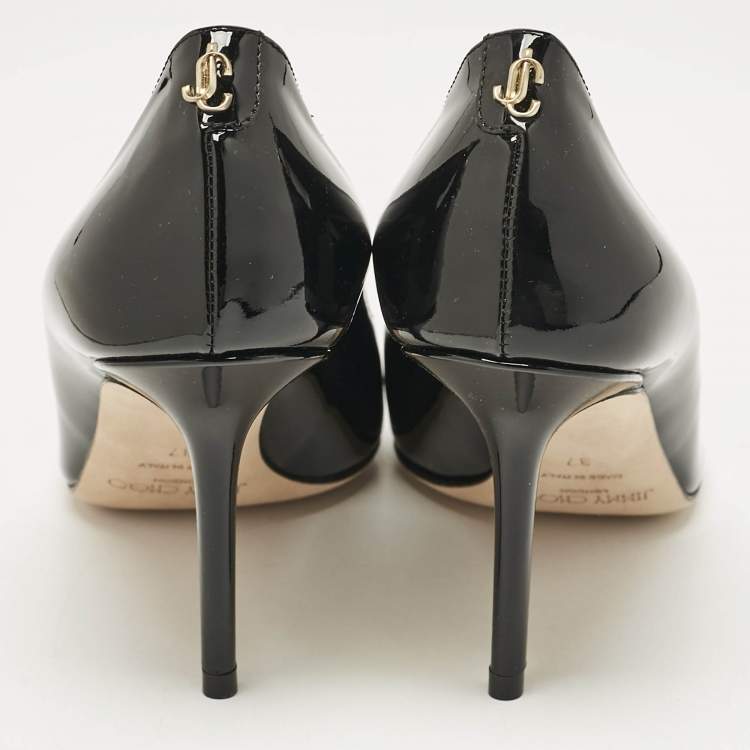 Pre Owned Jimmy Choo Black Patent Leather Love Pumps Size 37