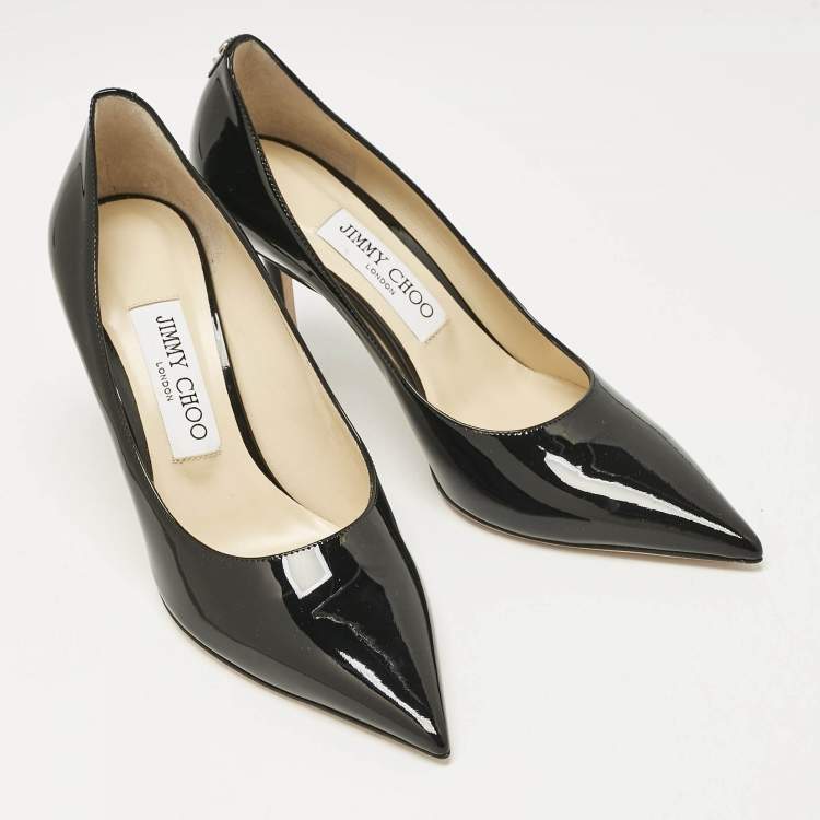 Pre Owned Jimmy Choo Black Patent Leather Love Pumps Size 37