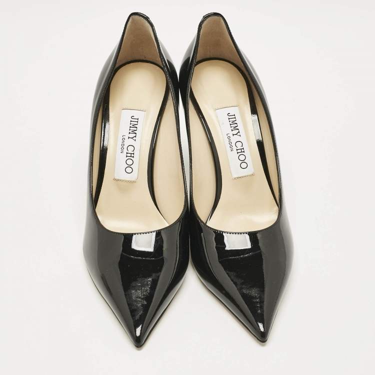 Pre Owned Jimmy Choo Black Patent Leather Love Pumps Size 37