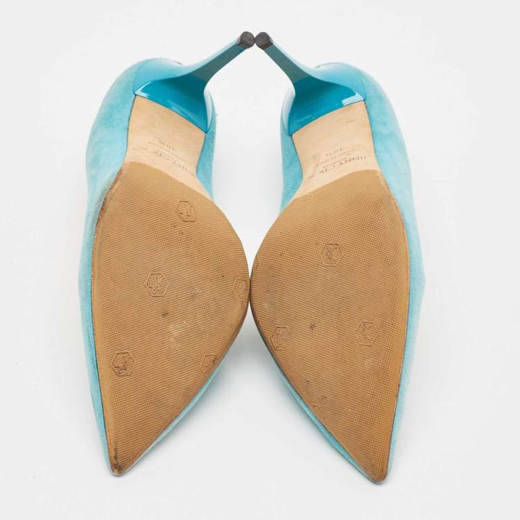 Pre Owned Jimmy Choo Blue Suede Avril Pumps Size 38.5