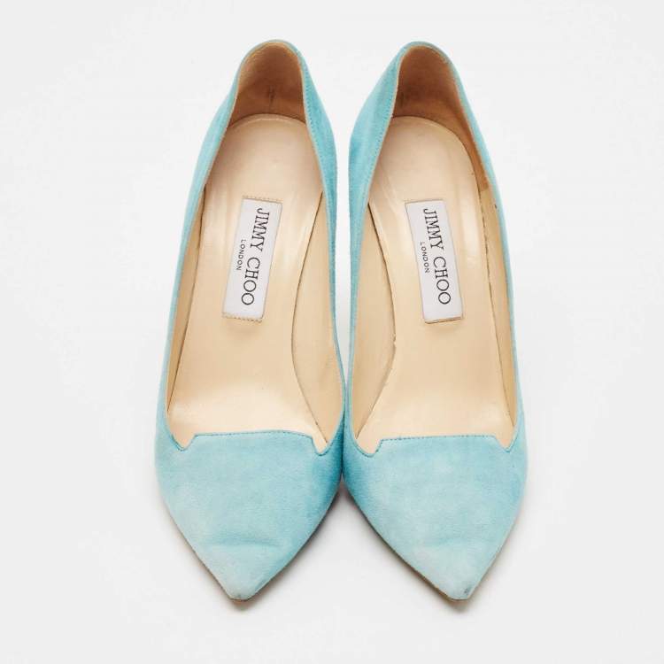 Pre Owned Jimmy Choo Blue Suede Avril Pumps Size 38.5