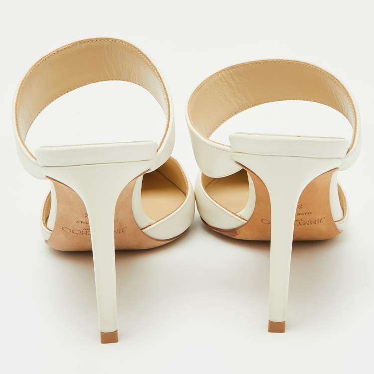 Pre Owned Jimmy Choo White Leather Pointed Toe Mules Size 36.5