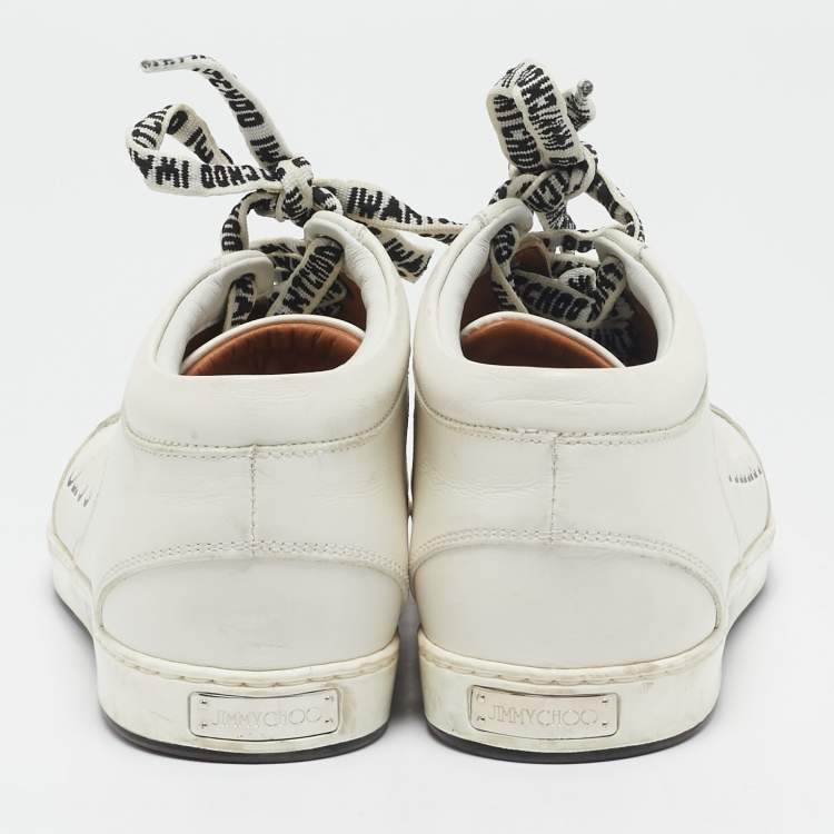 Pre Owned Jimmy Choo White Leather Miami Low Top Sneakers Size 37