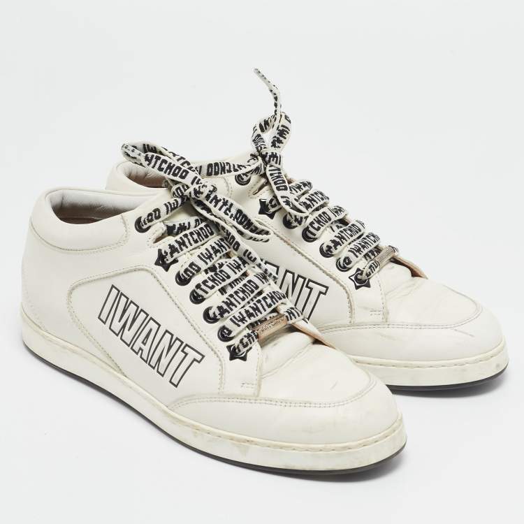Pre Owned Jimmy Choo White Leather Miami Low Top Sneakers Size 37