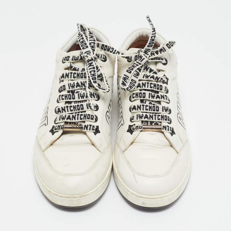 Pre Owned Jimmy Choo White Leather Miami Low Top Sneakers Size 37
