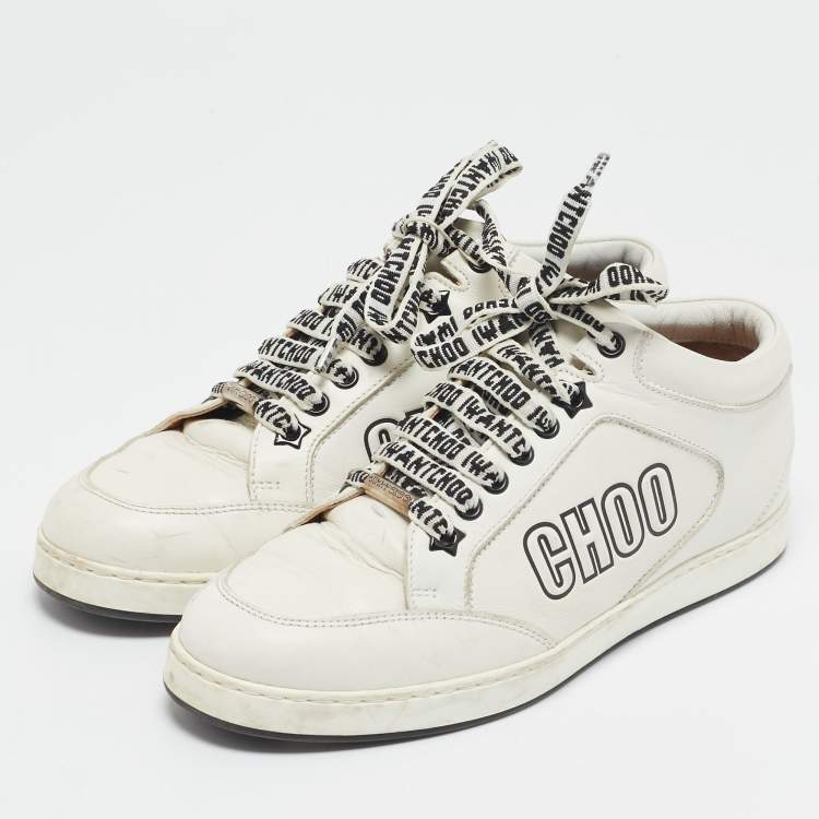 Pre Owned Jimmy Choo White Leather Miami Low Top Sneakers Size 37