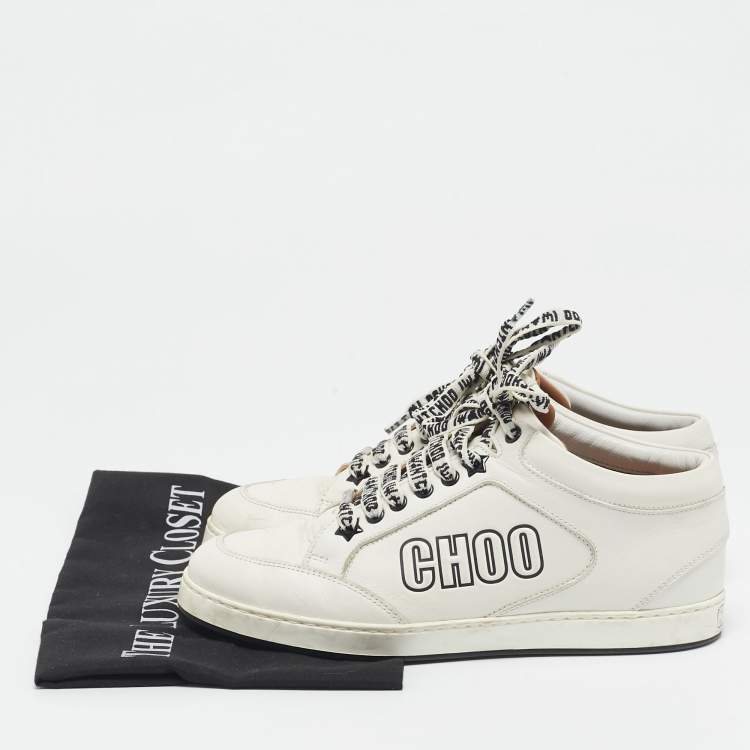 Pre Owned Jimmy Choo White Leather Miami Low Top Sneakers Size 37