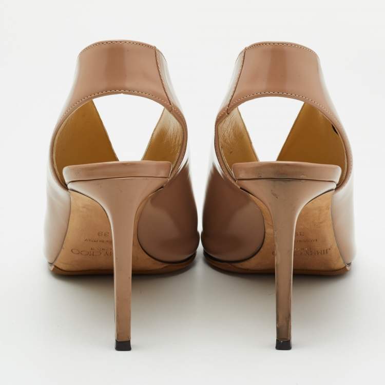 Pre Owned Jimmy Choo Beige Leather Shar Slingback Pumps Size 39