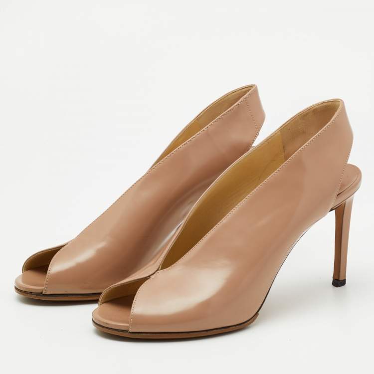 Pre Owned Jimmy Choo Beige Leather Shar Slingback Pumps Size 39