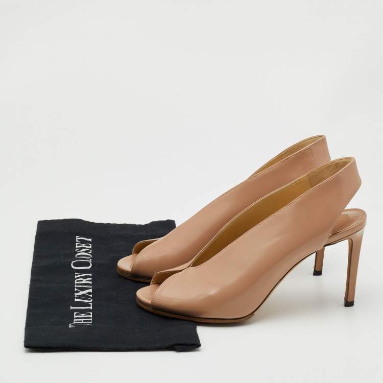 Pre Owned Jimmy Choo Beige Leather Shar Slingback Pumps Size 39