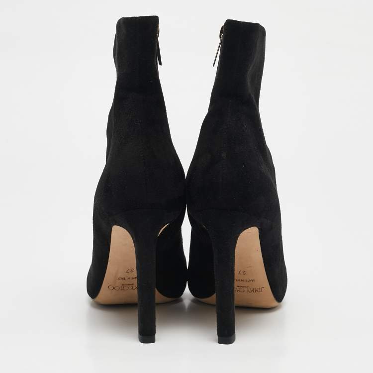 Pre Owned Jimmy Choo Black Suede Loretta Ankle Length Boots 37