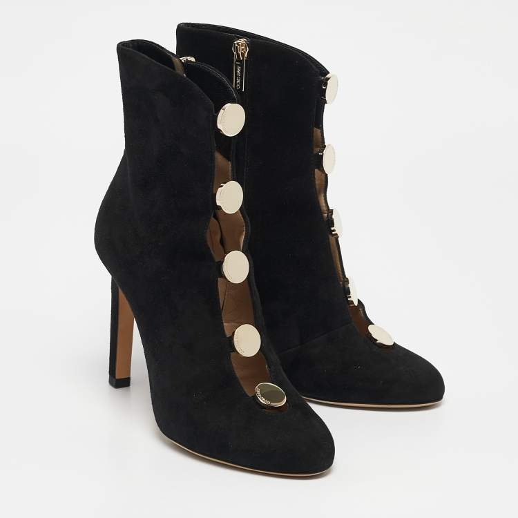 Pre Owned Jimmy Choo Black Suede Loretta Ankle Length Boots 37