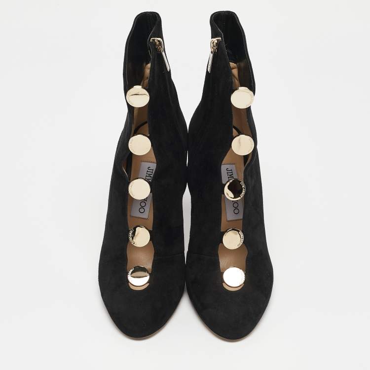 Pre Owned Jimmy Choo Black Suede Loretta Ankle Length Boots 37