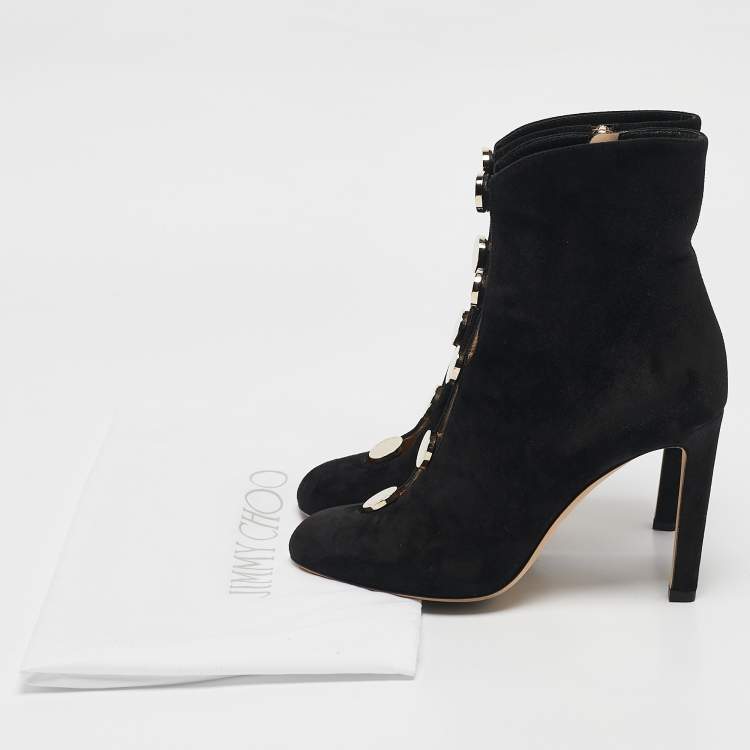 Pre Owned Jimmy Choo Black Suede Loretta Ankle Length Boots 37