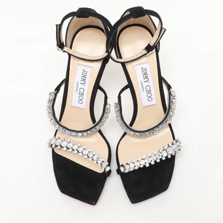 Pre Owned Jimmy Choo Black Suede Bing Ankle Strap Sandals Size 36