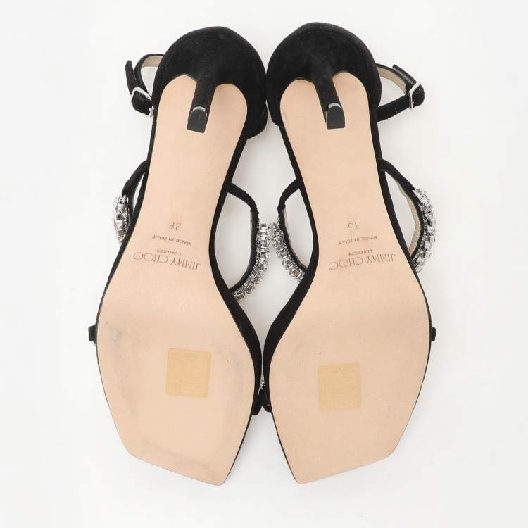 Pre Owned Jimmy Choo Black Suede Bing Ankle Strap Sandals Size 36