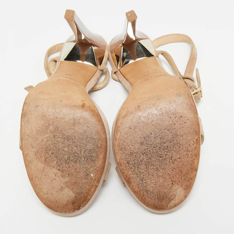 Pre Owned Jimmy Choo Beige Suede Ankle Strap Sandals Size 38