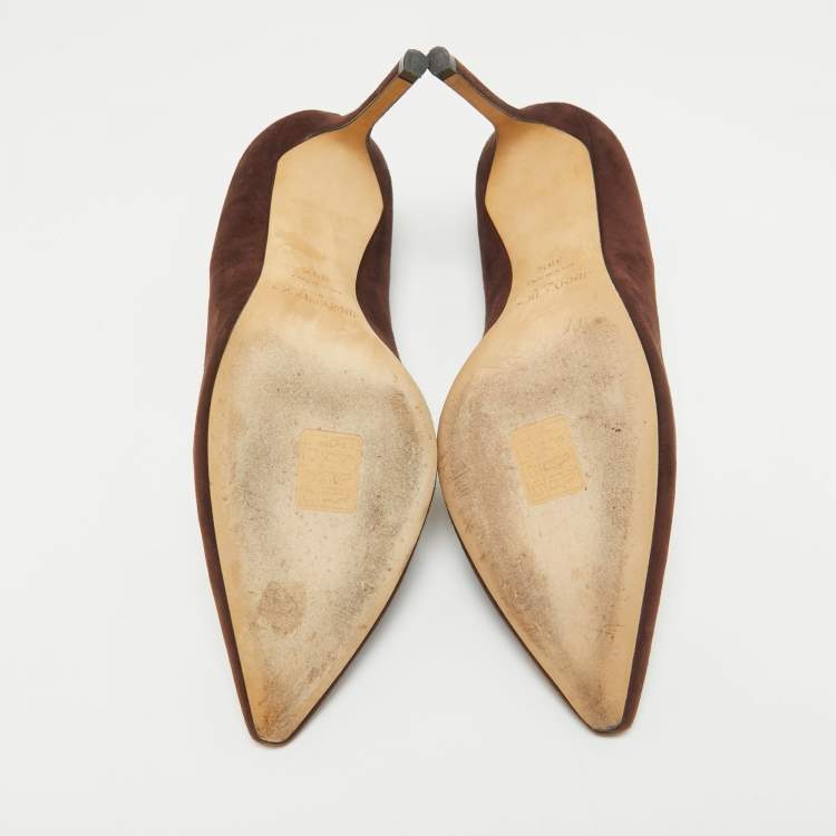 Pre Owned Jimmy Choo Brown Suede Romy Pointed Toe Pumps Size 39.5