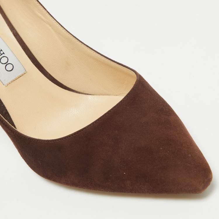 Pre Owned Jimmy Choo Brown Suede Romy Pointed Toe Pumps Size 39.5