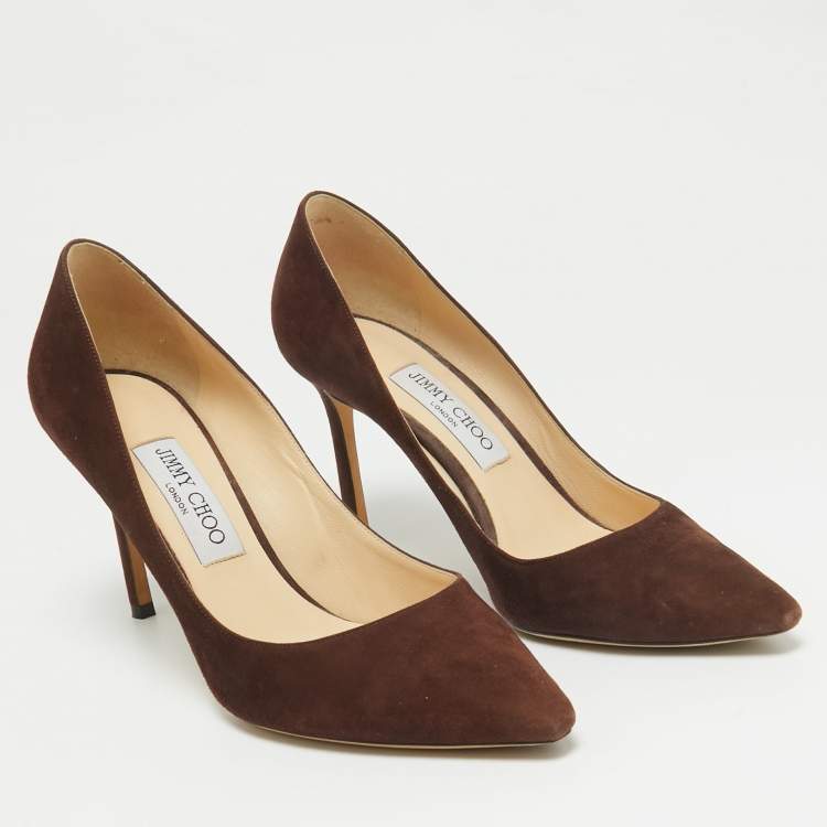 Pre Owned Jimmy Choo Brown Suede Romy Pointed Toe Pumps Size 39.5