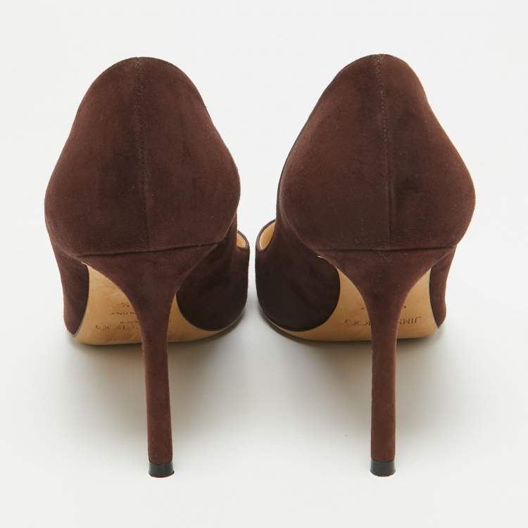 Pre Owned Jimmy Choo Brown Suede Romy Pointed Toe Pumps Size 39.5