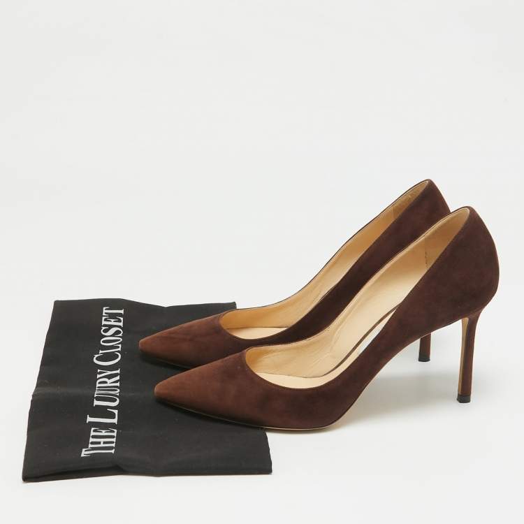 Pre Owned Jimmy Choo Brown Suede Romy Pointed Toe Pumps Size 39.5
