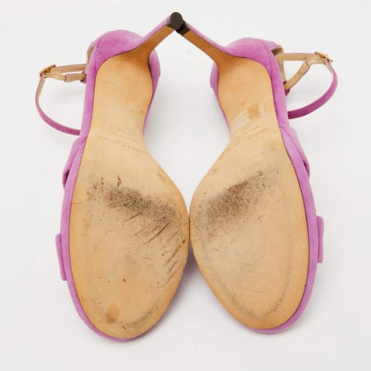 Pre Owned Jimmy Choo Purple Suede Ankle Strap Sandals Size 38