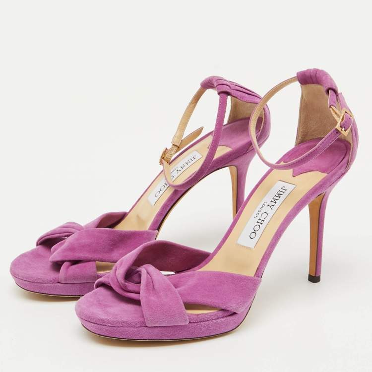 Pre Owned Jimmy Choo Purple Suede Ankle Strap Sandals Size 38