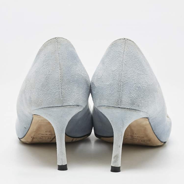 Pre Owned Jimmy Choo Blue Suede Love Pumps Size 39