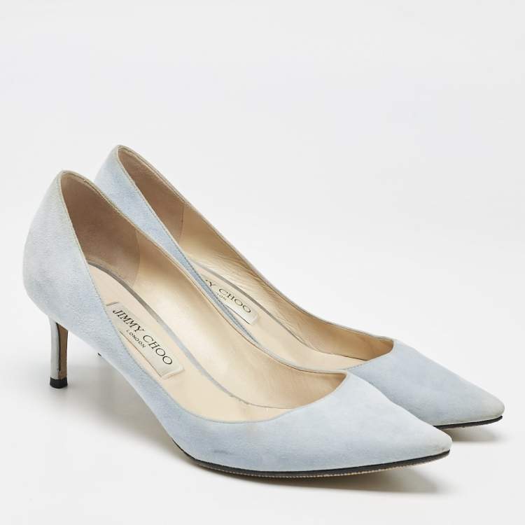 Pre Owned Jimmy Choo Blue Suede Love Pumps Size 39