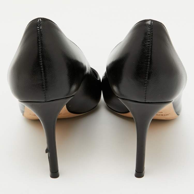 Pre Owned Jimmy Choo Black Patent Leather and Leather Cass Pointed Toe Pumps Size 38