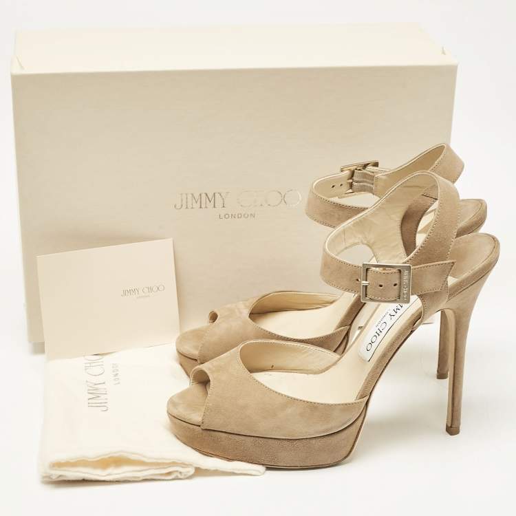 Pre Owned Jimmy Choo Beige Suede Linda Sandals Size 39