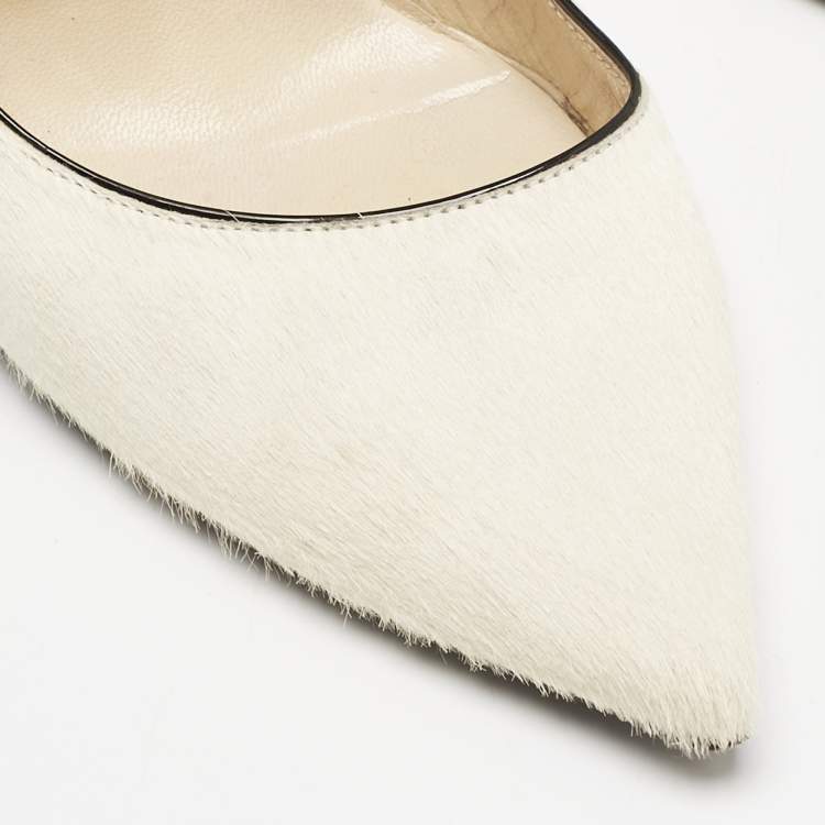 Pre Owned Jimmy Choo Cream Calf Hair Romy Pointed Toe Pumps Size 40