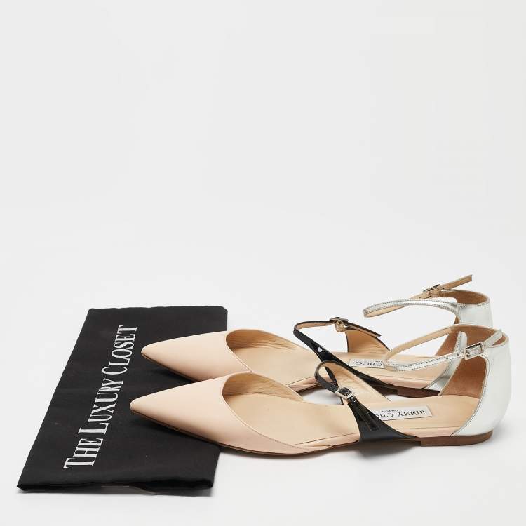 Pre Owned Jimmy Choo Multicolor Leather Pointed Toe Flats Size 39.5