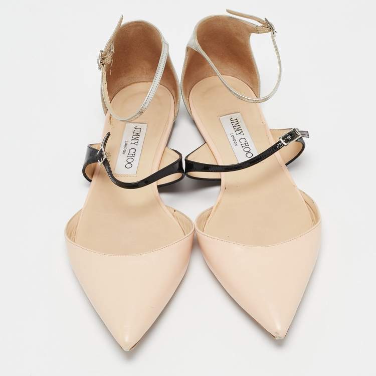 Pre Owned Jimmy Choo Multicolor Leather Pointed Toe Flats Size 39.5