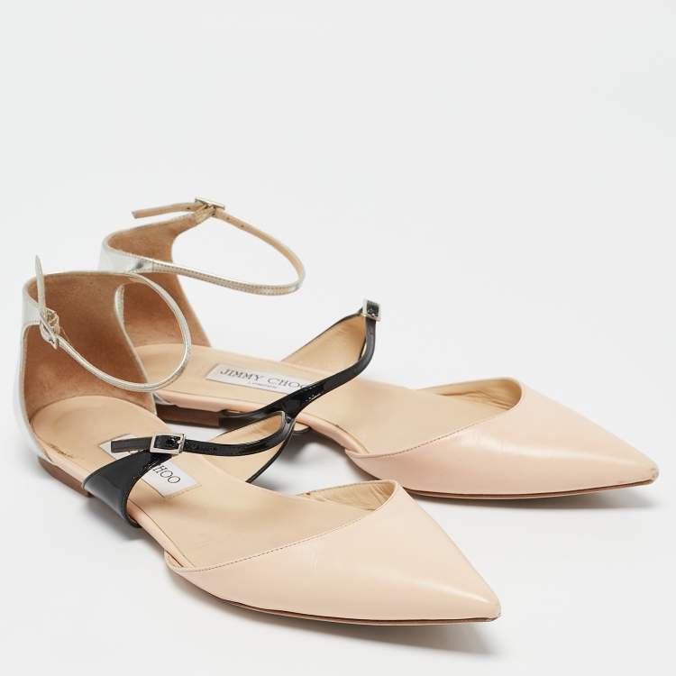 Pre Owned Jimmy Choo Multicolor Leather Pointed Toe Flats Size 39.5