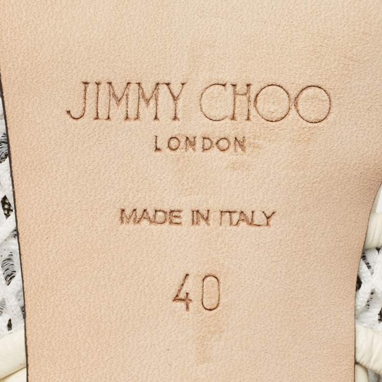 Pre Owned Jimmy Choo Cream/White Leather and Mesh Sally 70 Pumps Size 40
